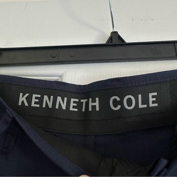 Size 38 x 32 Kenneth Cole Navy Stretch Slim Fit Flat Front Dress Pant - Picture 7 of 8